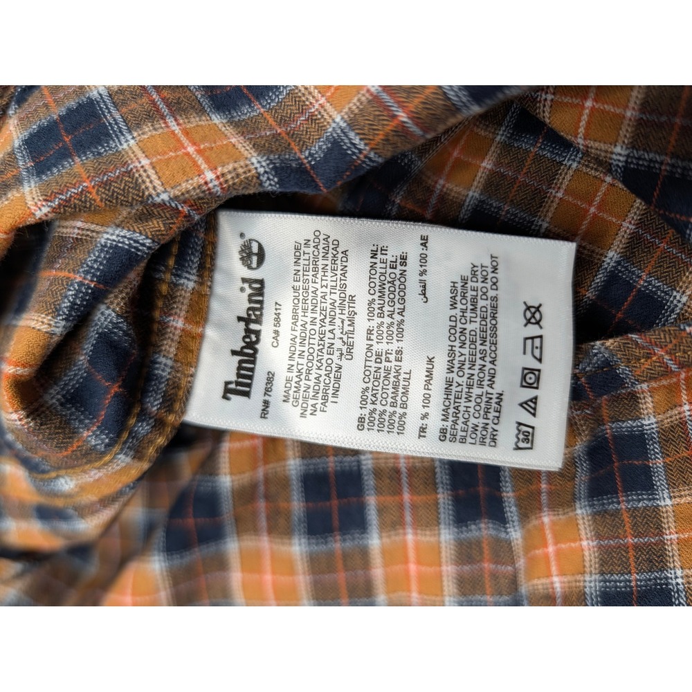 Timberland Mens Slim Fit Plaid Flannel Button Down Long Sleeve Shirt L - Picture 6 of 7